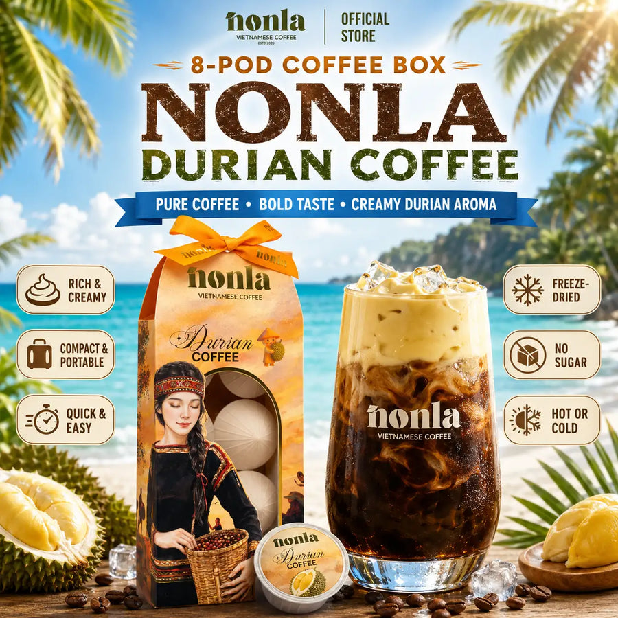 NONLA Vietnamese Durian Instant Coffee – Freeze-Dried | 8 Pods